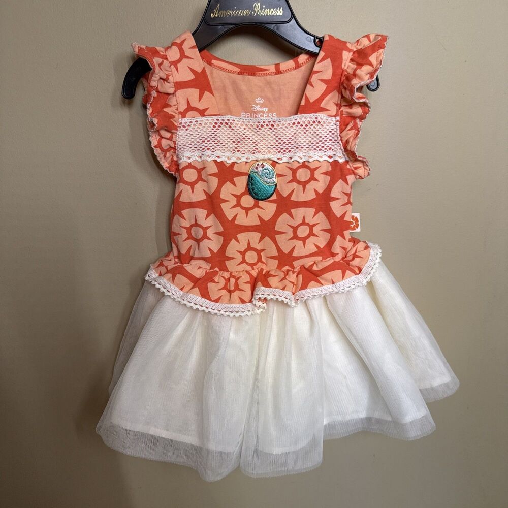 Disney Moana Princess Orange Cream Tutu Dress Baby Girls 12 Months 4033